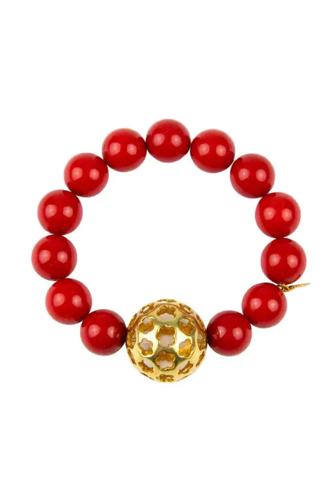 Pulseira Coral Prata 925 pedra semipreciosa coral — Elisa Pires