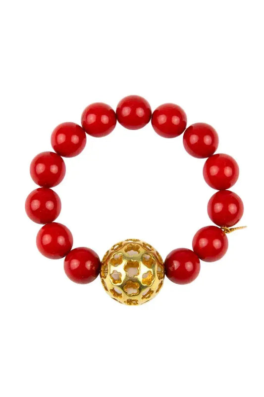 Pulseira Coral Prata 925 pedra semipreciosa coral — Elisa Pires